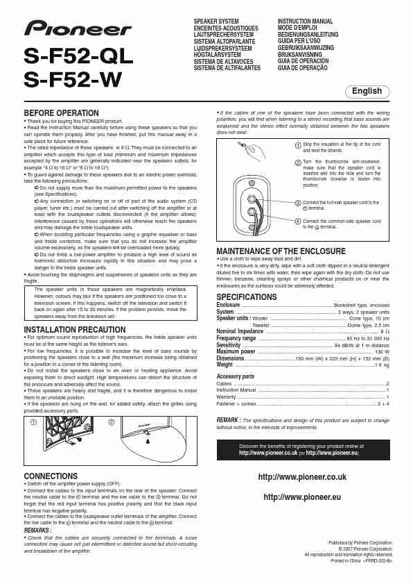 Pioneer Speaker System S-F52-QL-page_pdf